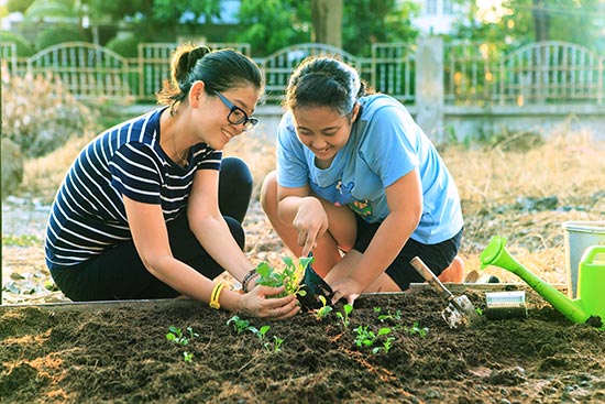 two women gardening
