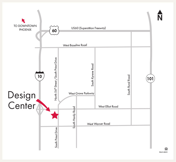 David Weekley Homes Design Center map for Phoenix, AZ