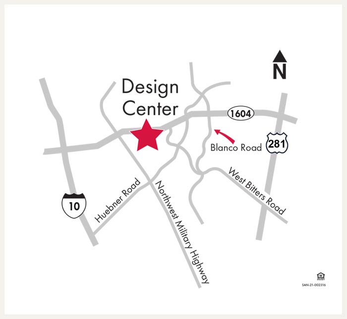 Map tp David Weekley Homes Design Center in San Antonio, TX