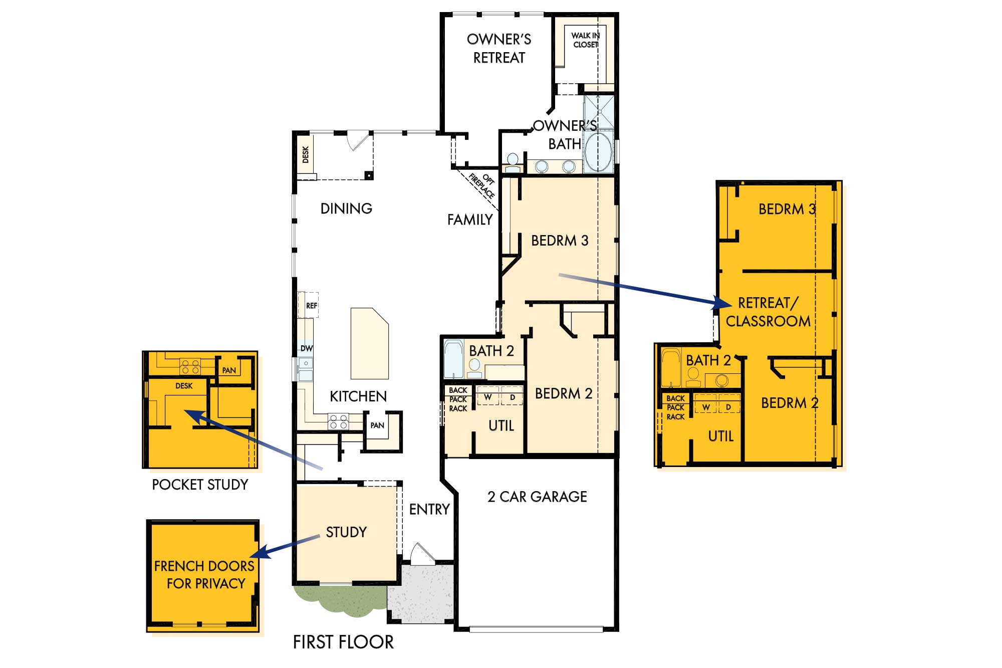 floorplan drawing with FlexSpace℠ options from David Weekley Homes