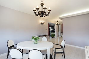 black and white room