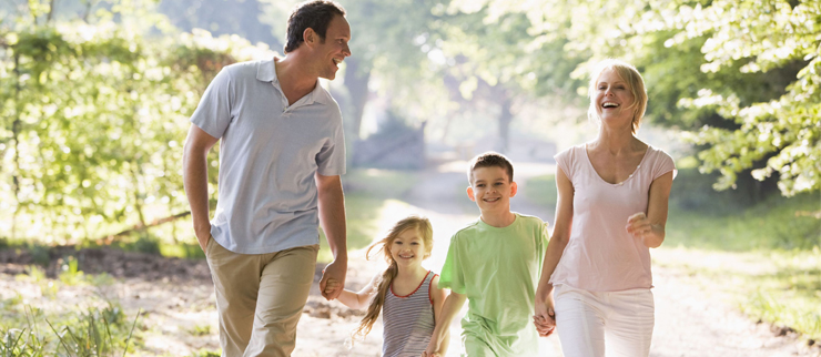 family walking