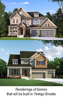Renderings of homes that will be built in Vinings Brooke